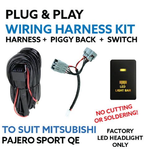 Mitsubishi QE Pajero Sport 2015-2019 Plug & Play Lightbar Wiring Harness