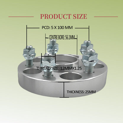 4 Pcs 25mm 5 x 100 Wheel Spacers Hubcentric Fit For Subaru Impreza Forester BRZ