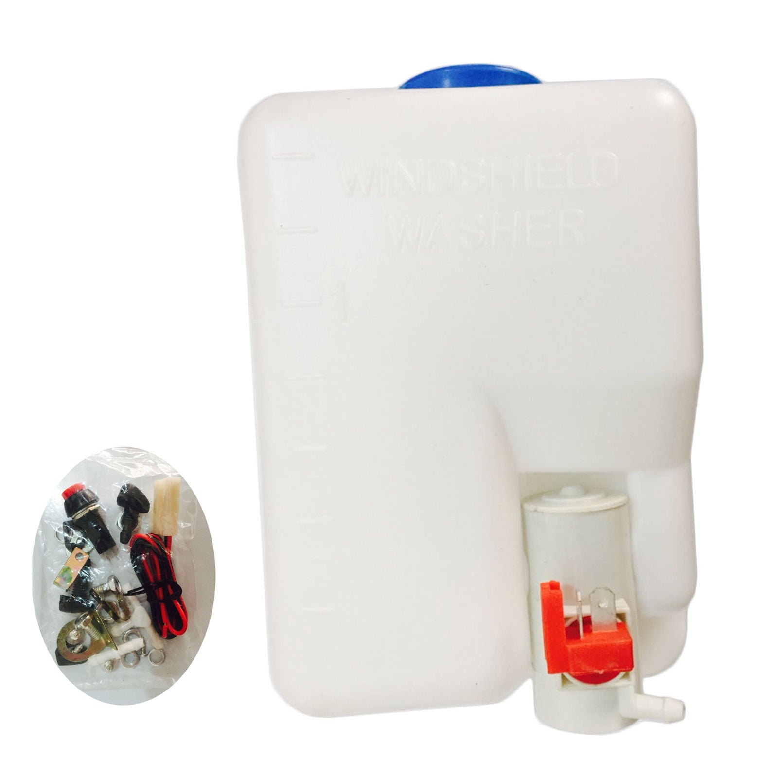 Windscreen Washer Bottle Kit Universal 12V With Pump Hose With Mounting Bracket