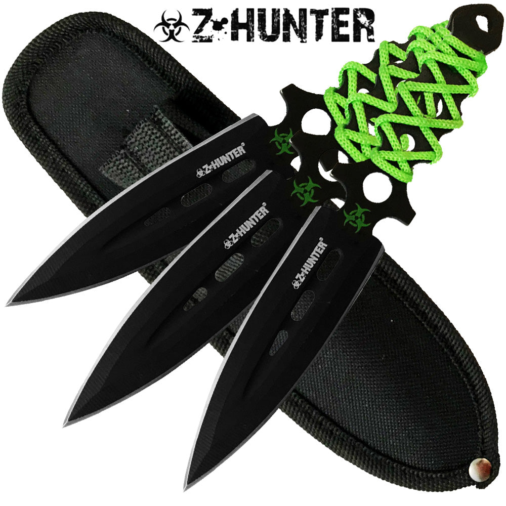 Z-Hunter Zombie Black & Green Throwing Knives 3pk
