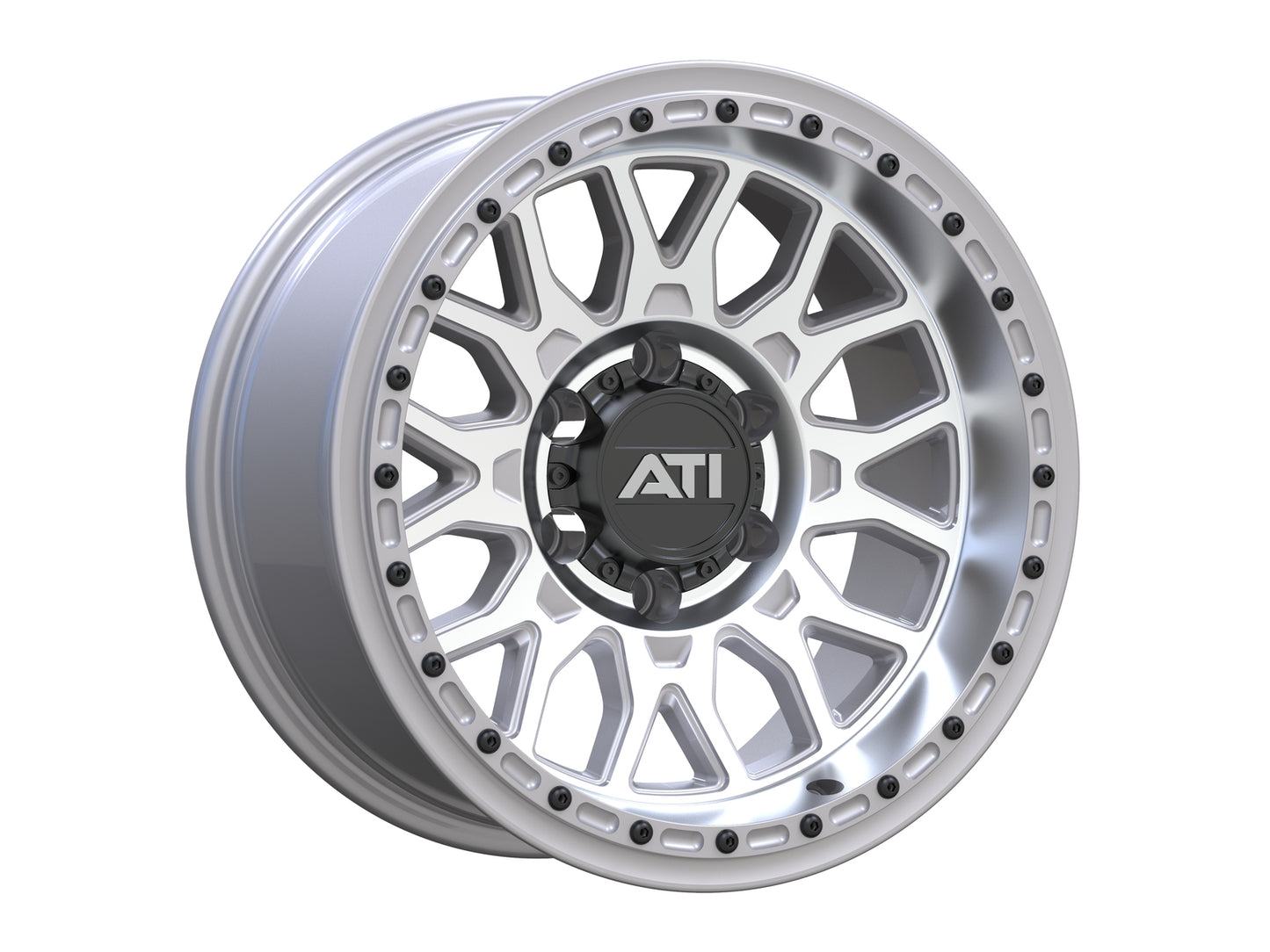 AT-01 17X8.5 HYBRID BEADLOCK WHEEL - MACHINED (5X150) [OFFSET: -25] [RING OPTION: Imitation Beadlock Ring]