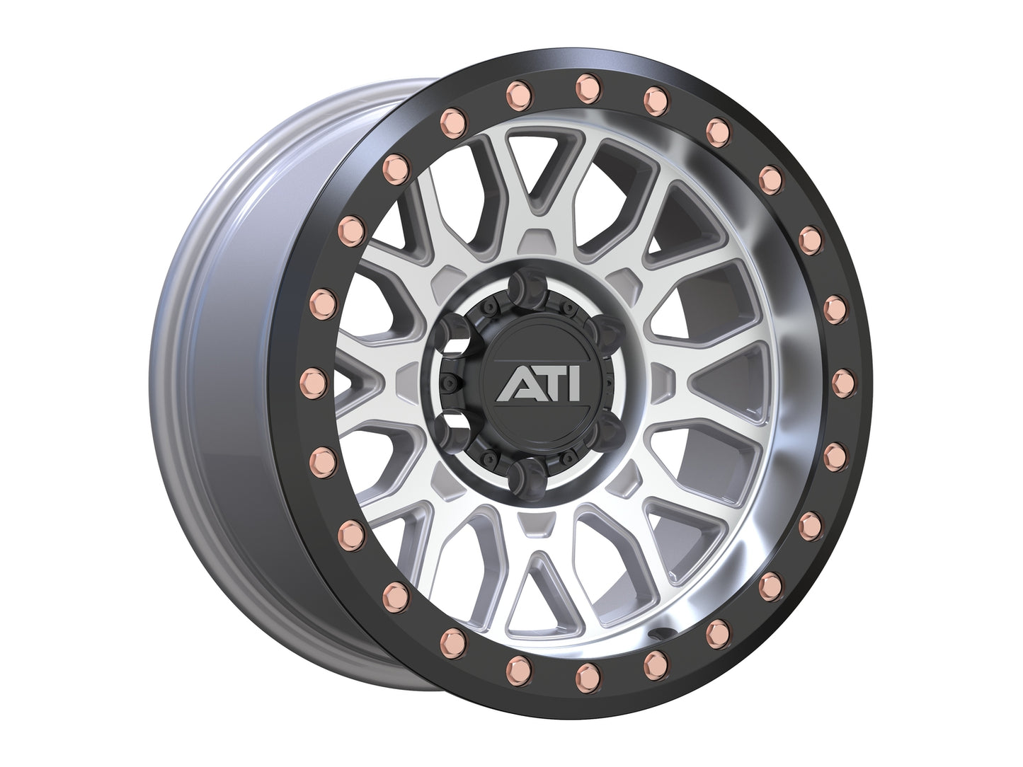 AT-01 17X8.5 HYBRID BEADLOCK WHEEL - MACHINED (5X150) [OFFSET: -25] [RING OPTION: Imitation Beadlock Ring]