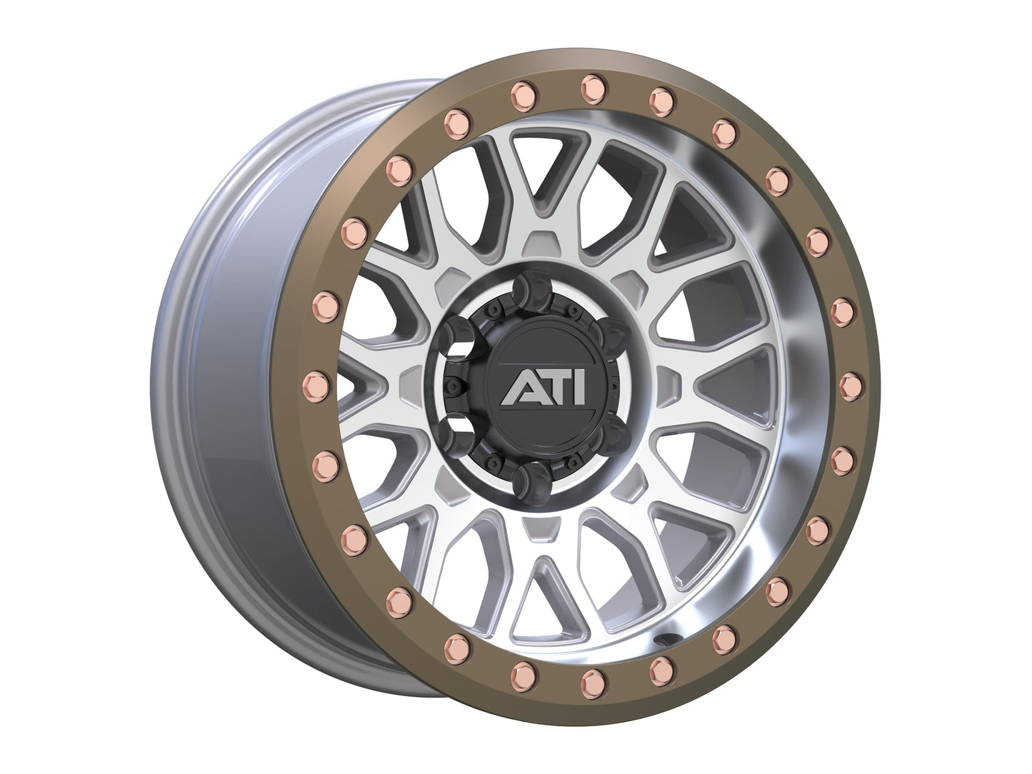 AT-01 17X8.5 HYBRID BEADLOCK WHEEL - MACHINED (5X150) [OFFSET: -25] [RING OPTION: Imitation Beadlock Ring]