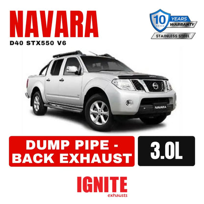 Nissan D40 Navara Exhaust V6 V9X TD 3" Dump Pipe Back Systems