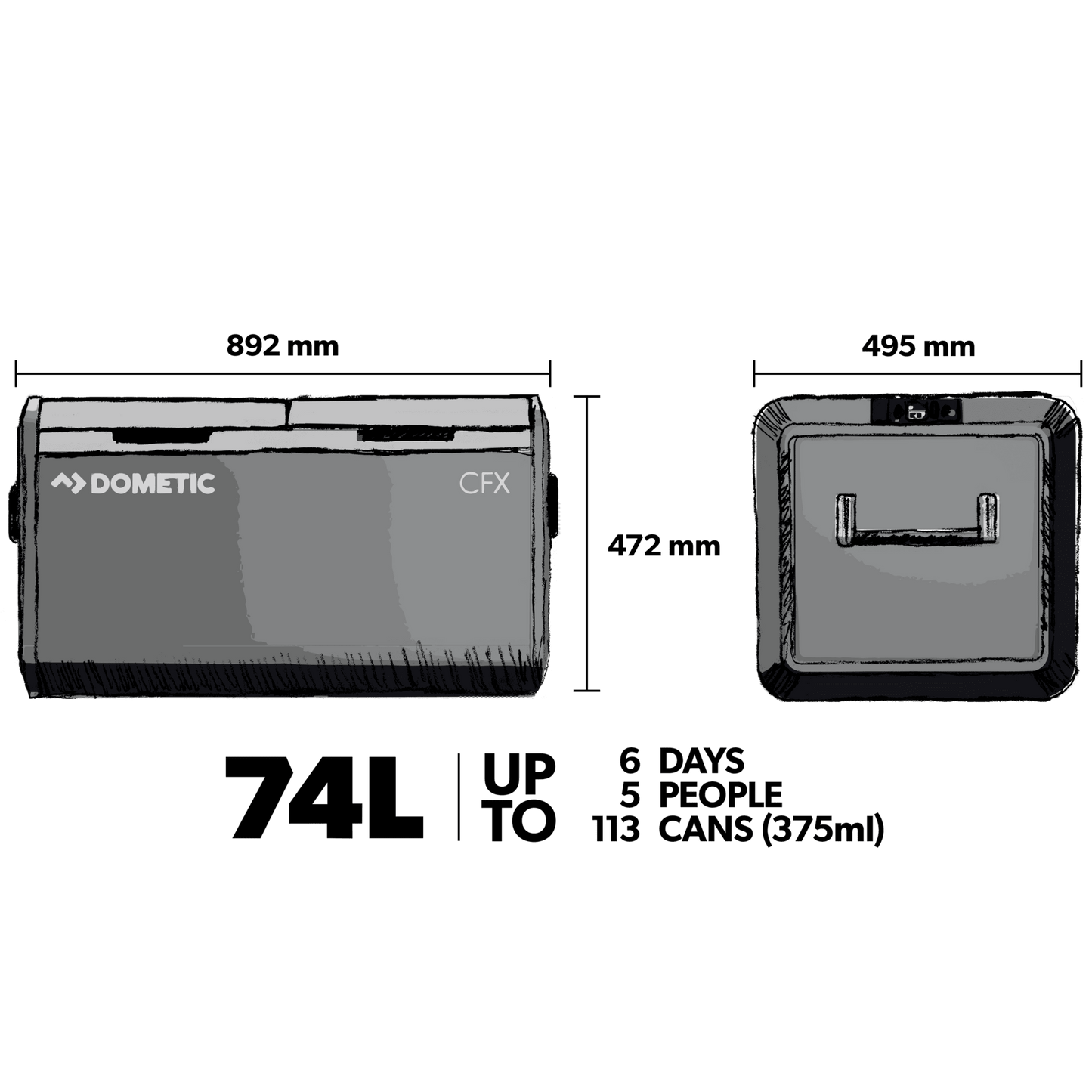 Dometic (Waeco) 75L Portable Fridge/Freezer CFX3 75DZ