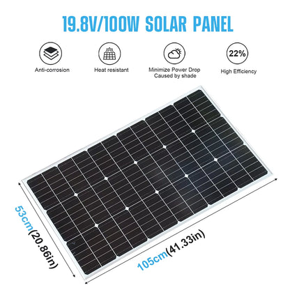 Rigid Solar Panel Set Glass Solarpanel 100W 200W (2Pcs 100W Rigid Panel Solar ) 18V Photovoltaic Charging for Battery