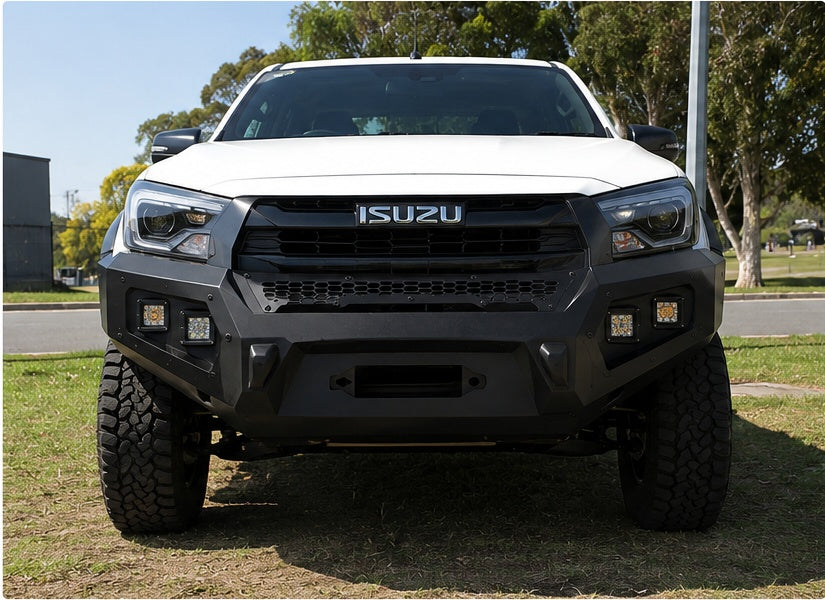 Isuzu D-MAX 2024-2026 fitted with Ramped Up 4x4 no-hoop bull bar