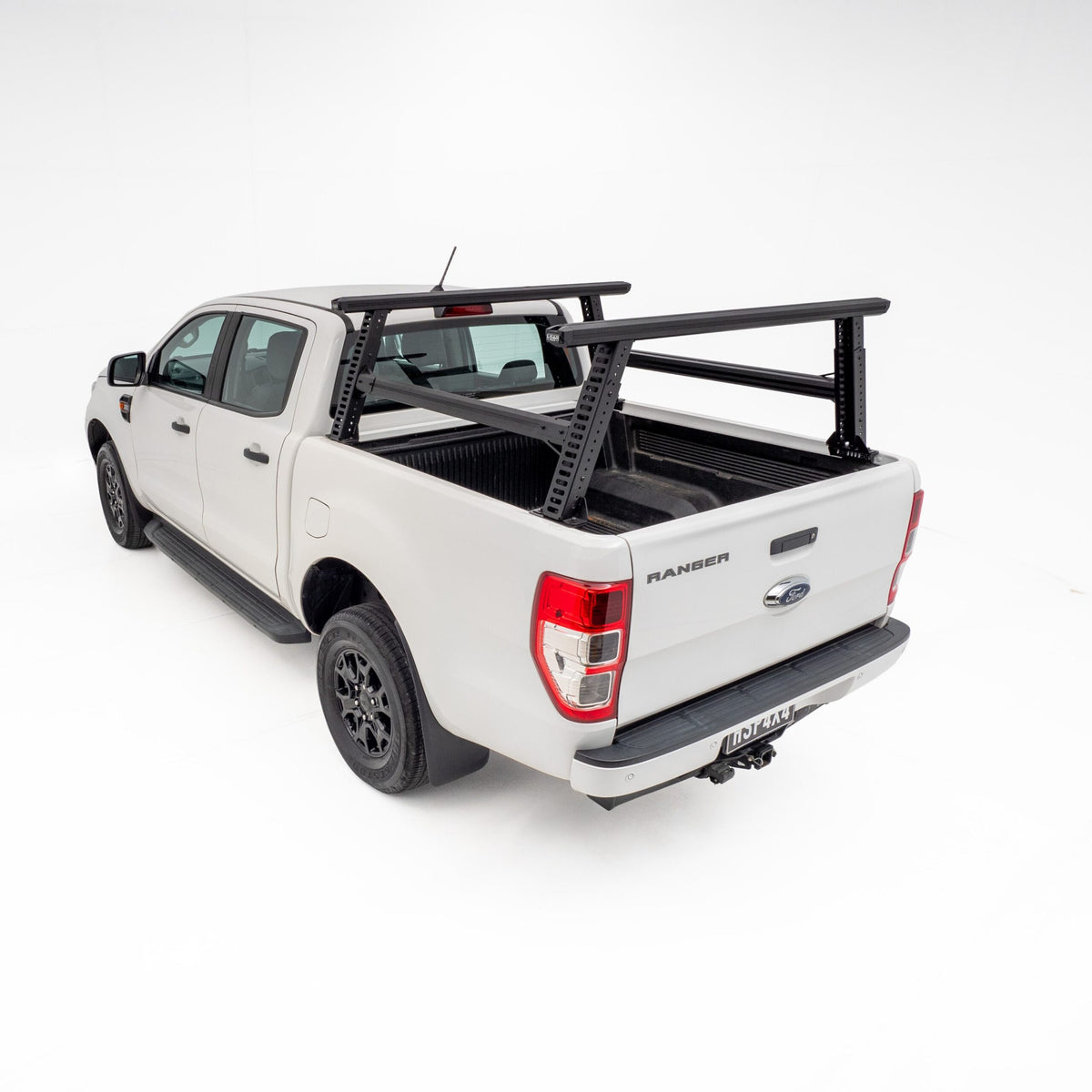 PX Ford Ranger and Raptor ladder rack setup, designed for ladder transport, rooftop loads, and trade applications.