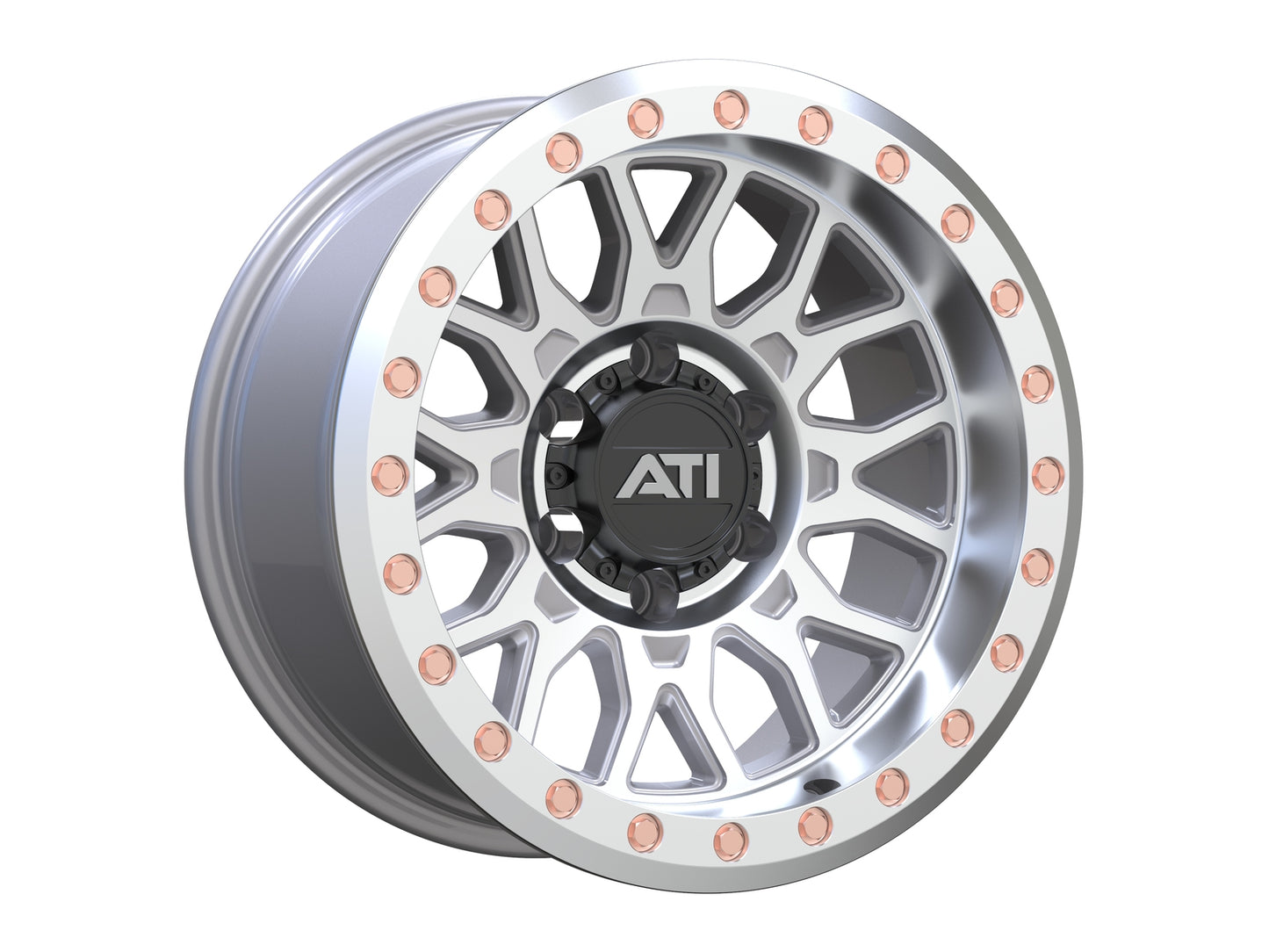 AT-01 17X8.5 HYBRID BEADLOCK WHEEL - MACHINED (5X150) [OFFSET: -25] [RING OPTION: Imitation Beadlock Ring]