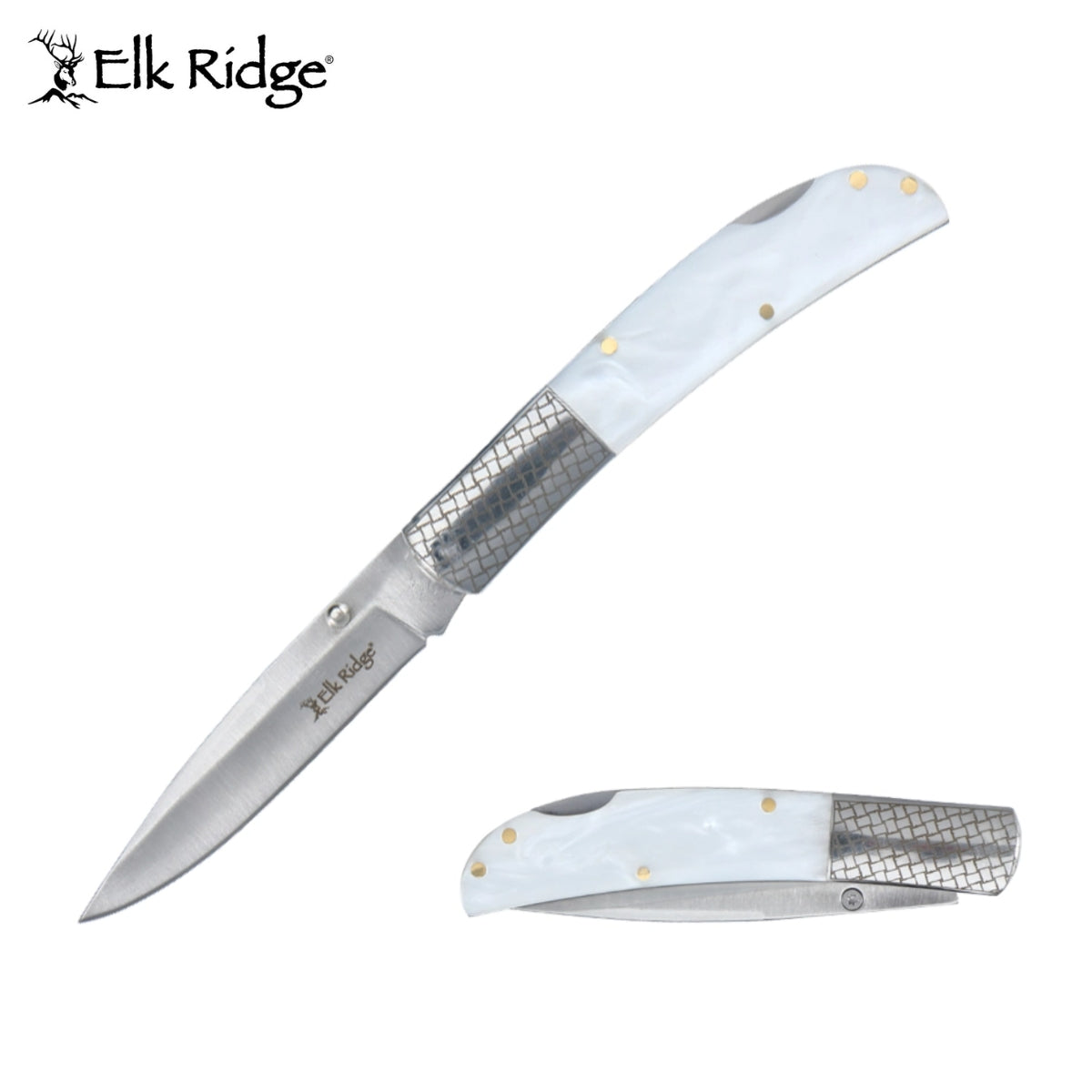 Elk Ridge Manual Folding Knife White Handle