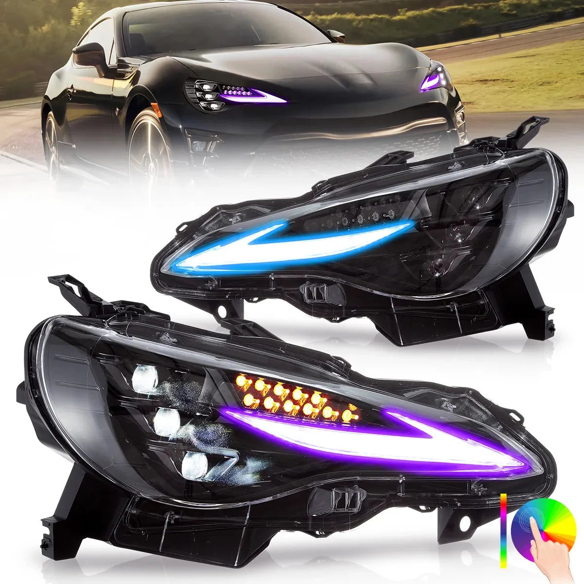 RGB LED headlights for Toyota 86 Subaru BRZ Scion FR-S 2012-2021