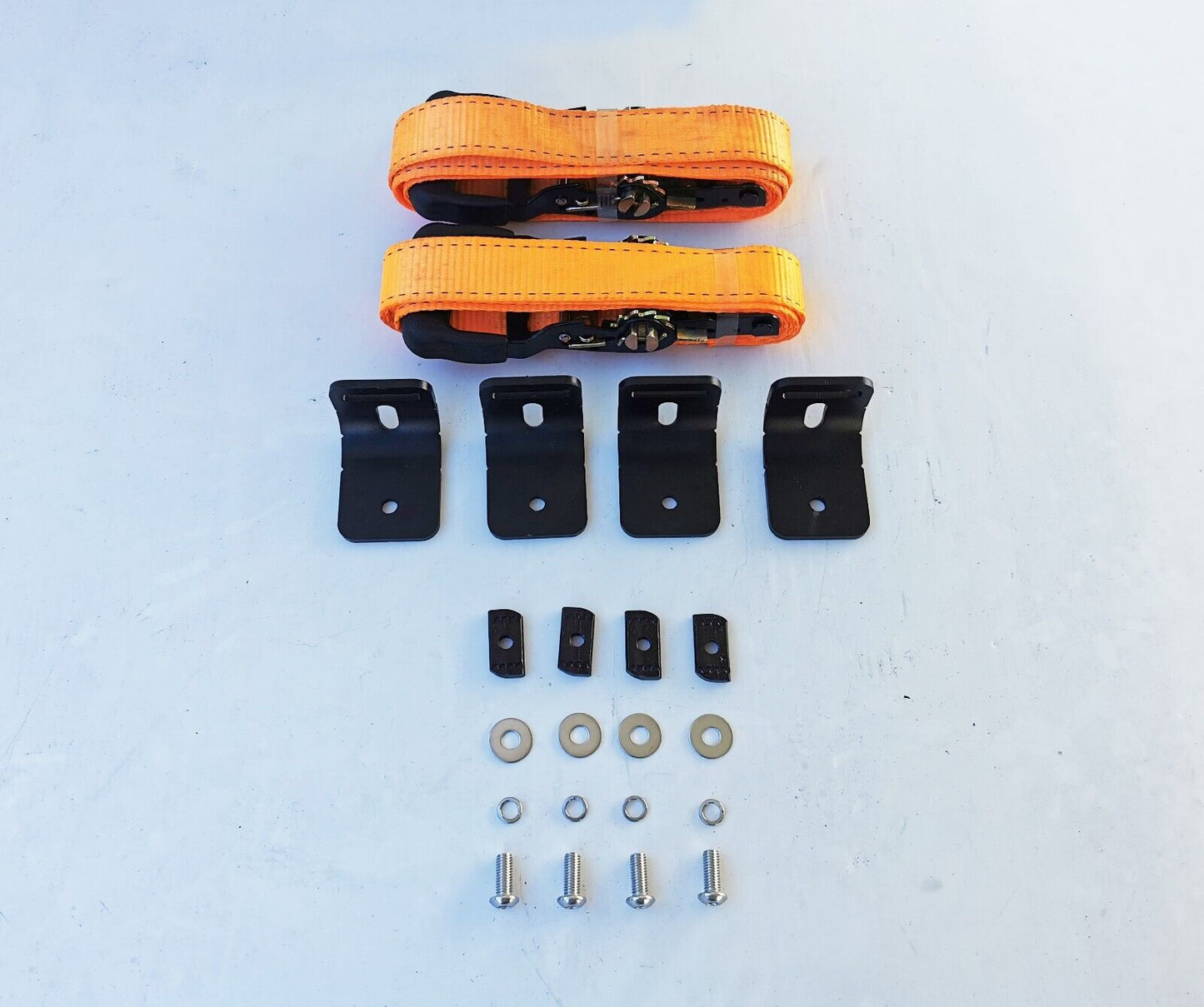 Recovery Track Ratchet Straps and brackets for Universal Roof Rack Flat Platform