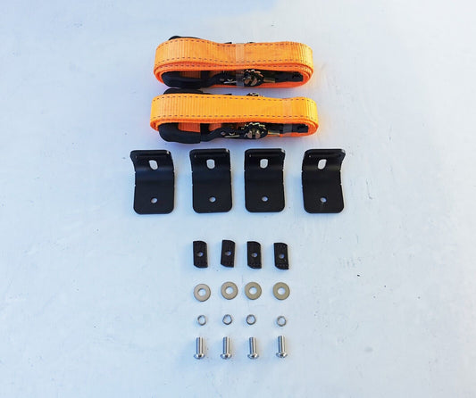 Recovery Track Ratchet Straps and brackets for Universal Roof Rack Flat Platform